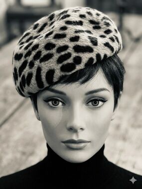 ARCHIVAL Holt Renfrew Leopard Rabbit Fur Pillbox Hat | Made in Italy